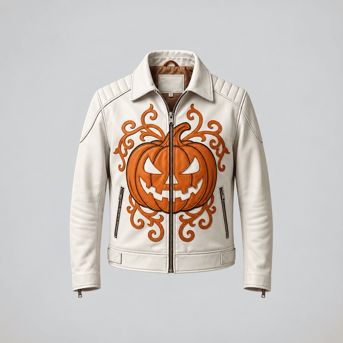 Hollywood Jackets Halloween Pumpkin Leather Jacket