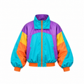 Women's Color Block 80s Lightweight Windbreaker in Patchwork Design