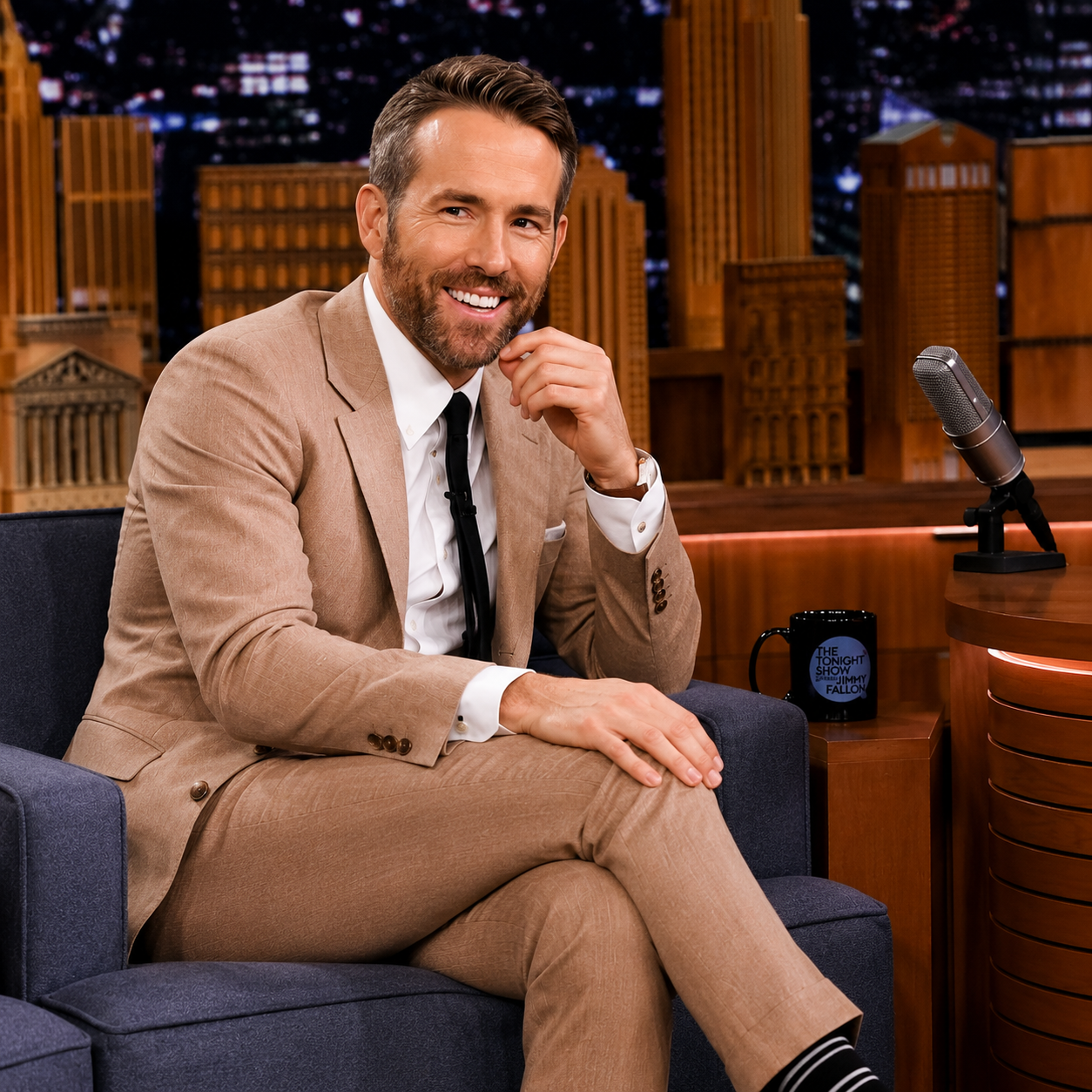 Ryan Reynolds Men’s Tan 2 Piece Suit