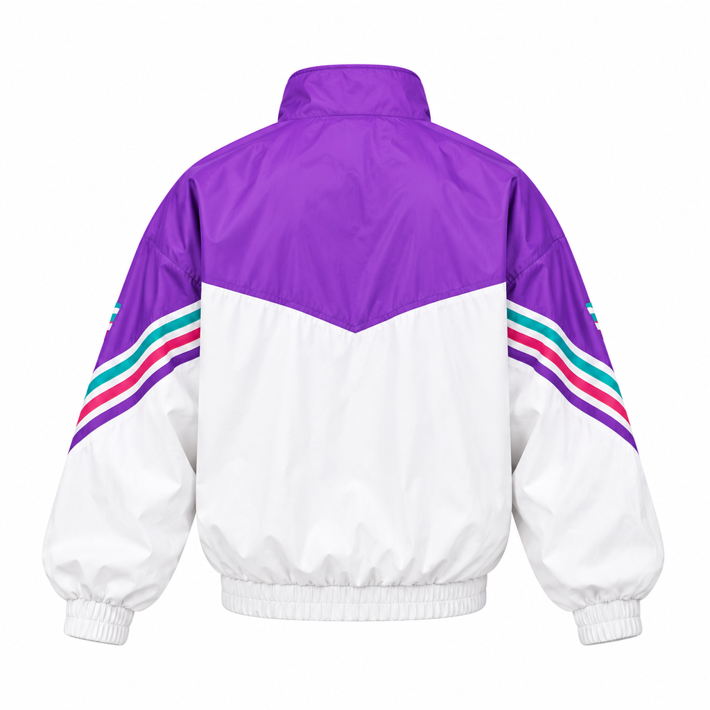 Hollywood Jackets Women’s Retro Purple Color Block Windbreaker