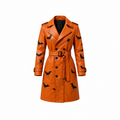 Halloween Spooky Leather Trench Coat