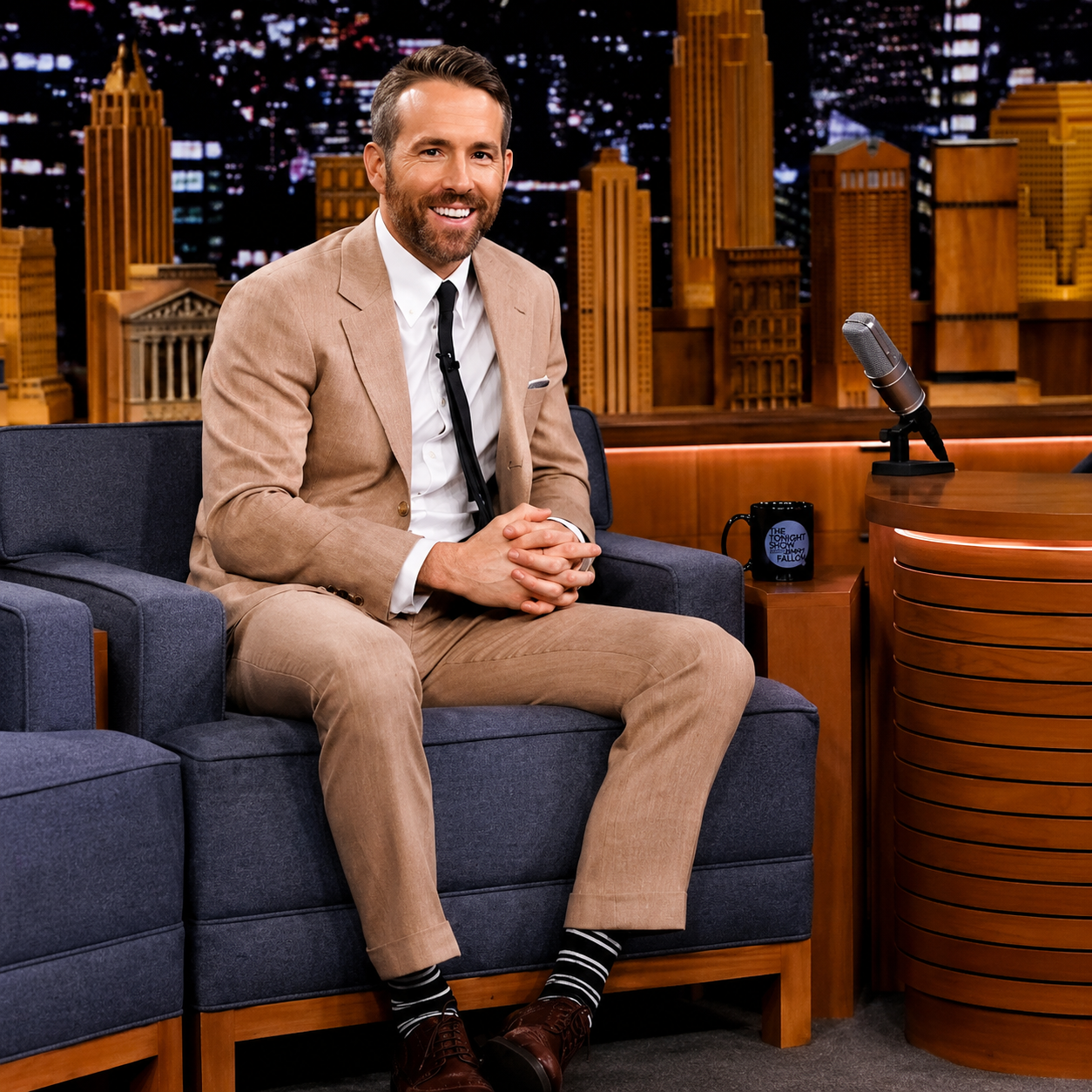 Ryan Reynolds Men’s Tan 2 Piece Suit