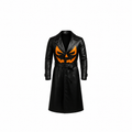 Lantern Halloween Pumpkin Black Trench Coat