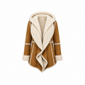 Women’s Brown Suede Faux Fur Hooded Overcoat