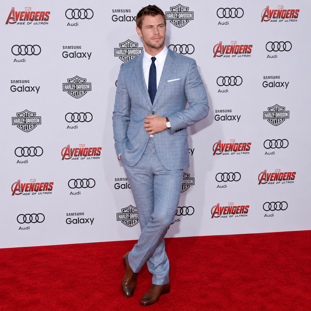 Chris Hemsworth Men’s Sky Blue 2 Piece Suit