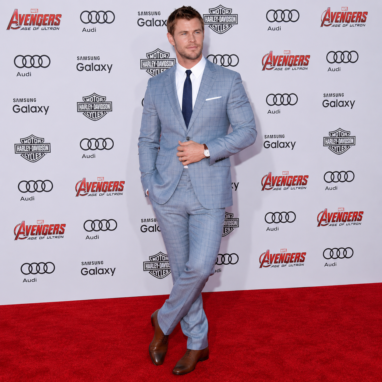 Chris Hemsworth Men’s Sky Blue 2 Piece Suit