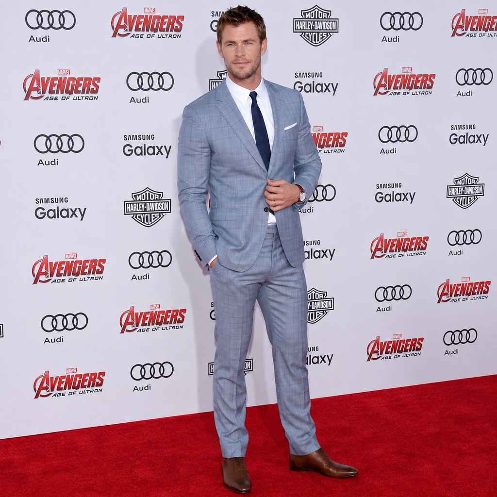 Chris Hemsworth Men’s Sky Blue 2 Piece Suit