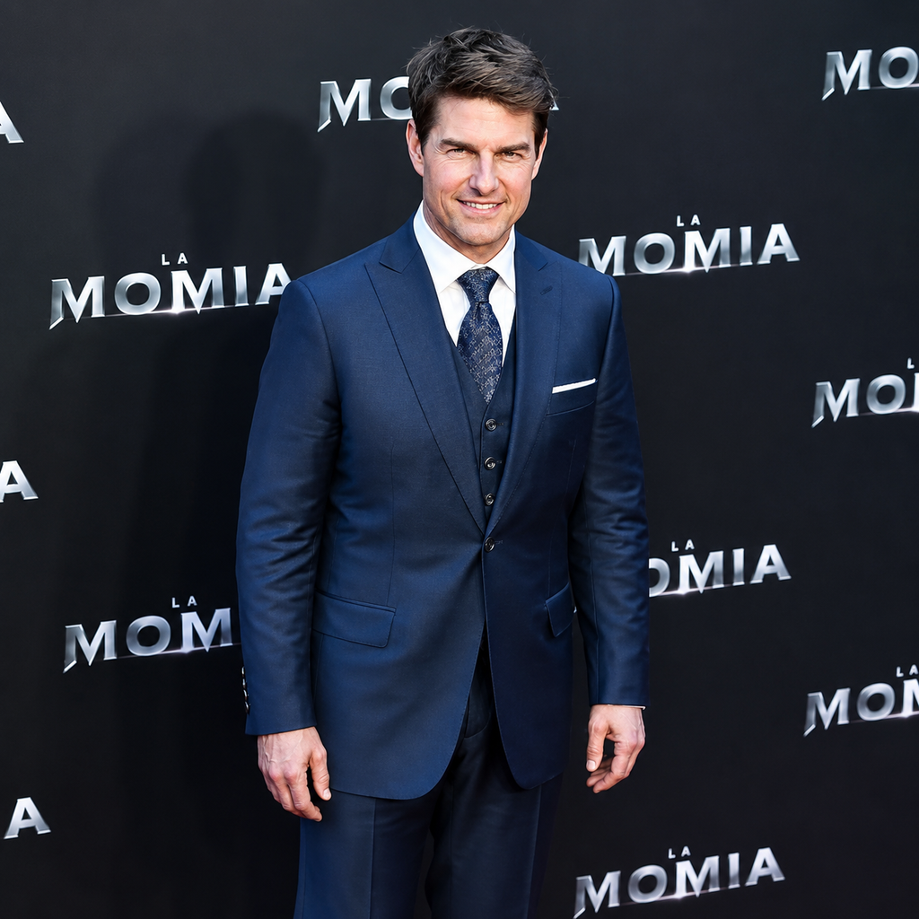 Tom Cruise Men’s Navy Blue 3 Piece Suit