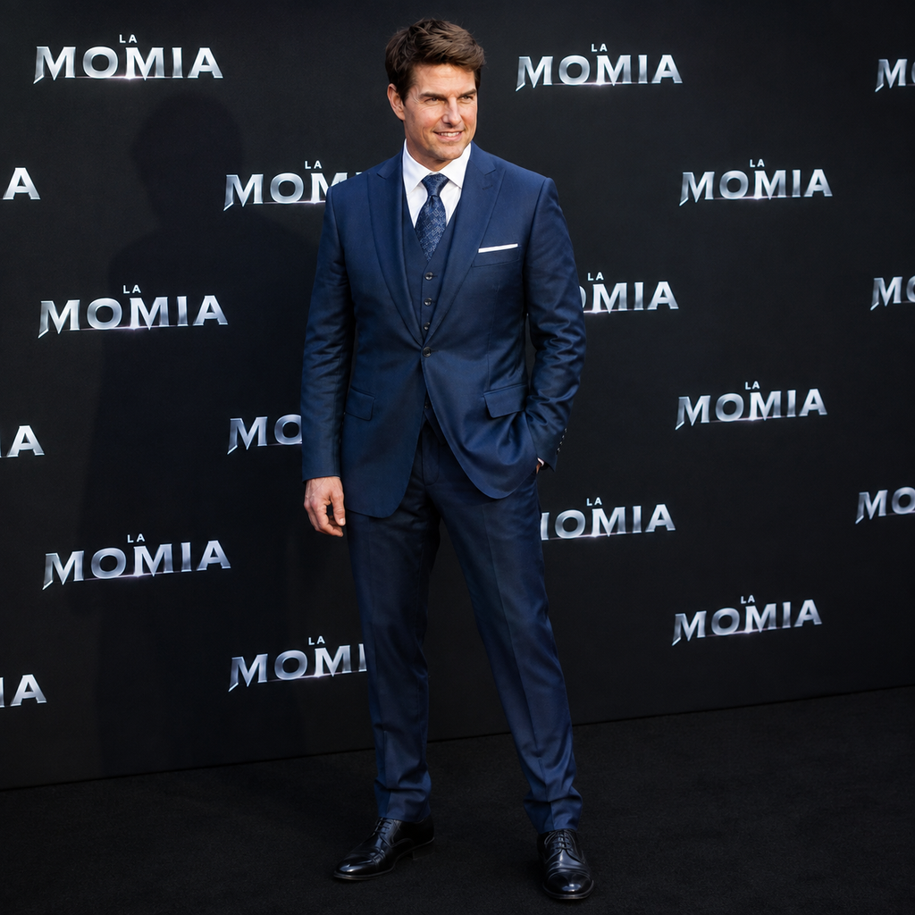 Tom Cruise Men’s Navy Blue 3 Piece Suit