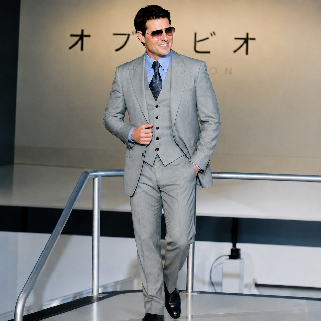 Tom Cruise Men’s Light Grey 3 Piece Suit