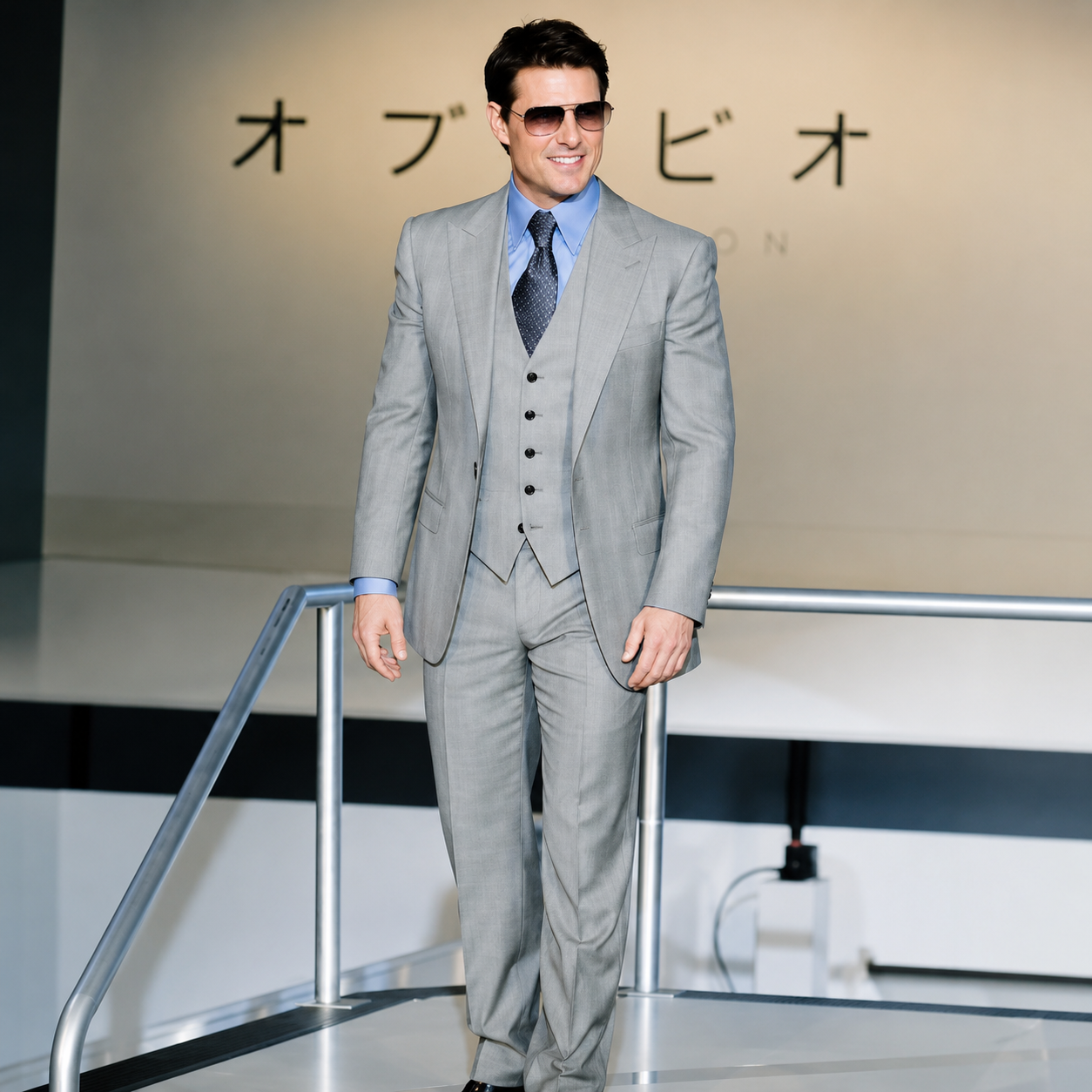 Tom Cruise Men’s Light Grey 3 Piece Suit
