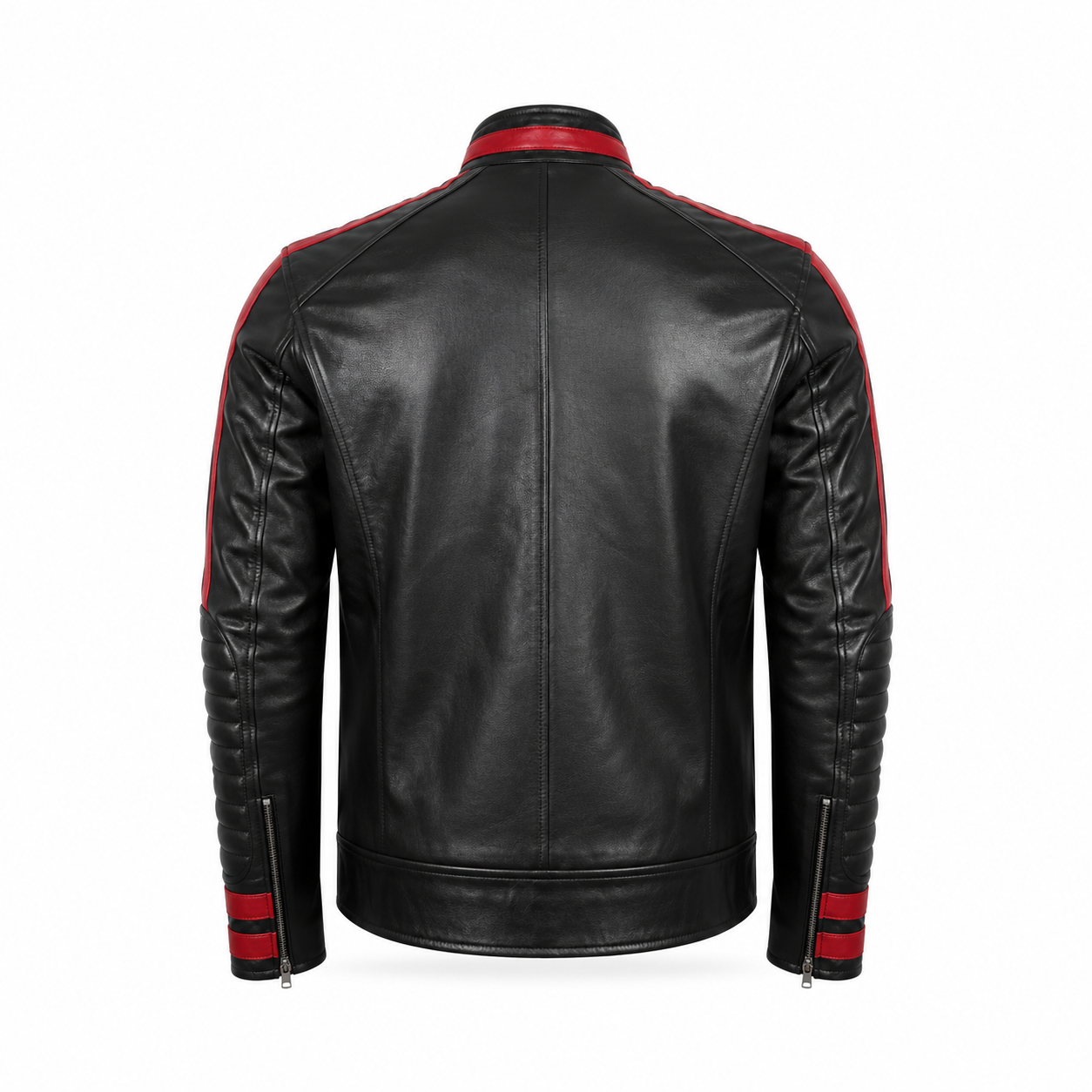 Men’s Red & Black Cafe Racer Leather Jacket