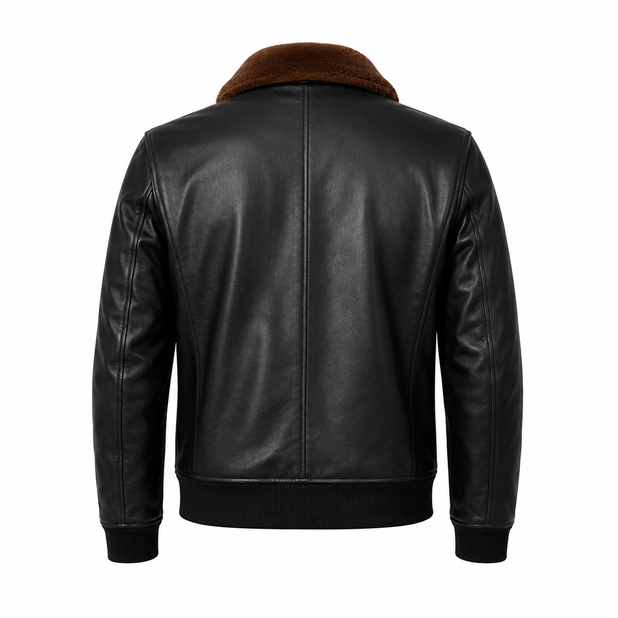 Men’s Black Leather Shearling Bomber Jacket