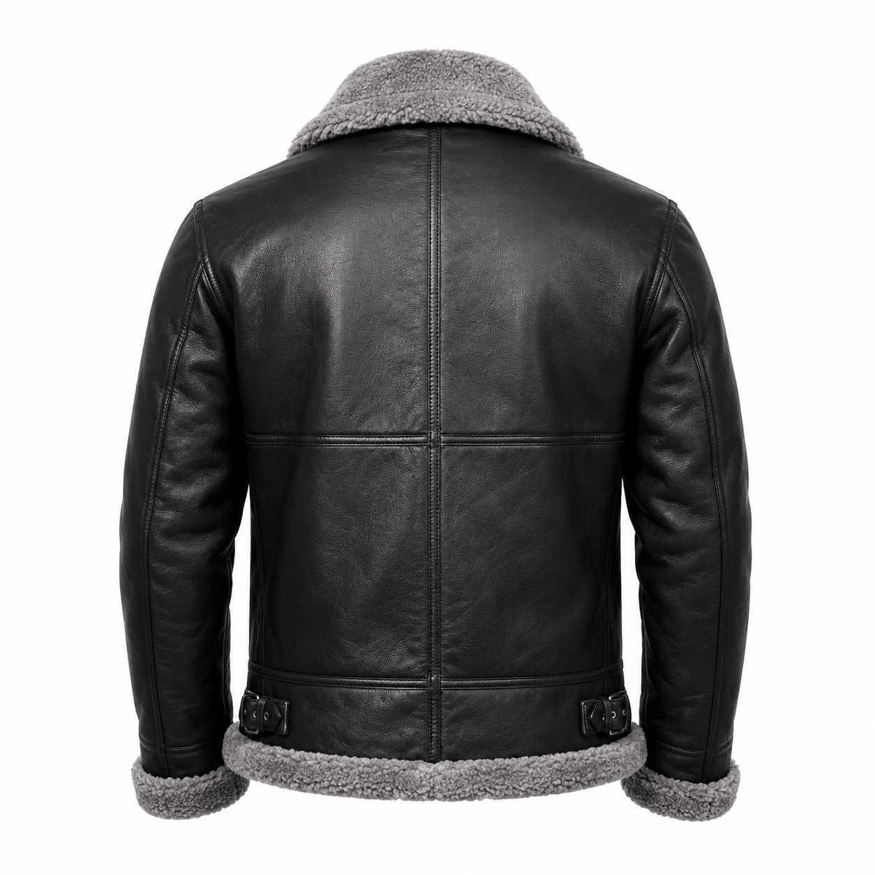 B3 Bomber Black Fur Pilot Leather Jacket