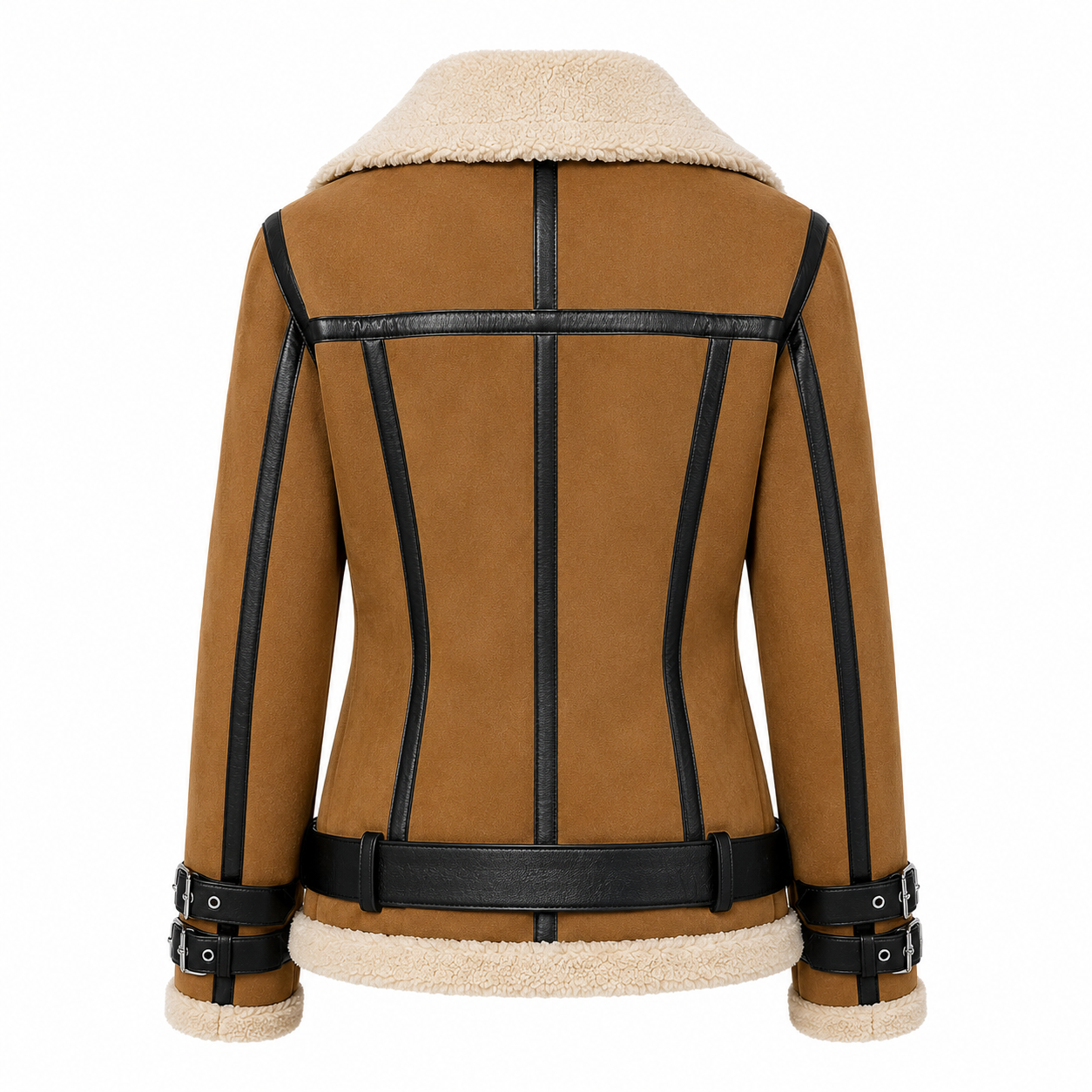 Haydu Women’s Brown Suede Leather Shearling Jacket