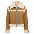 Vickie Women’s Brown Shearling Suede Aviator Jacket