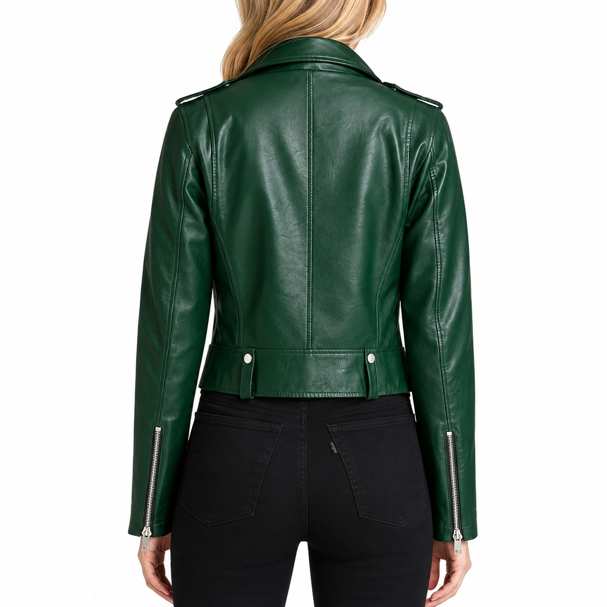 Rihanna Women’s Green Biker Leather Jacket