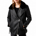 Lucy Women’s Black Shearling Leather Biker Jacket