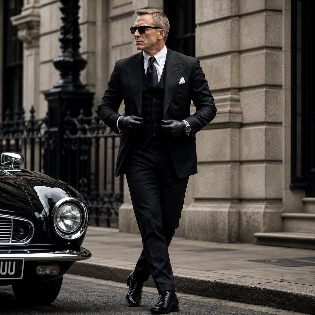 Daniel Craig Men’s Black Classic 3 Piece Suit
