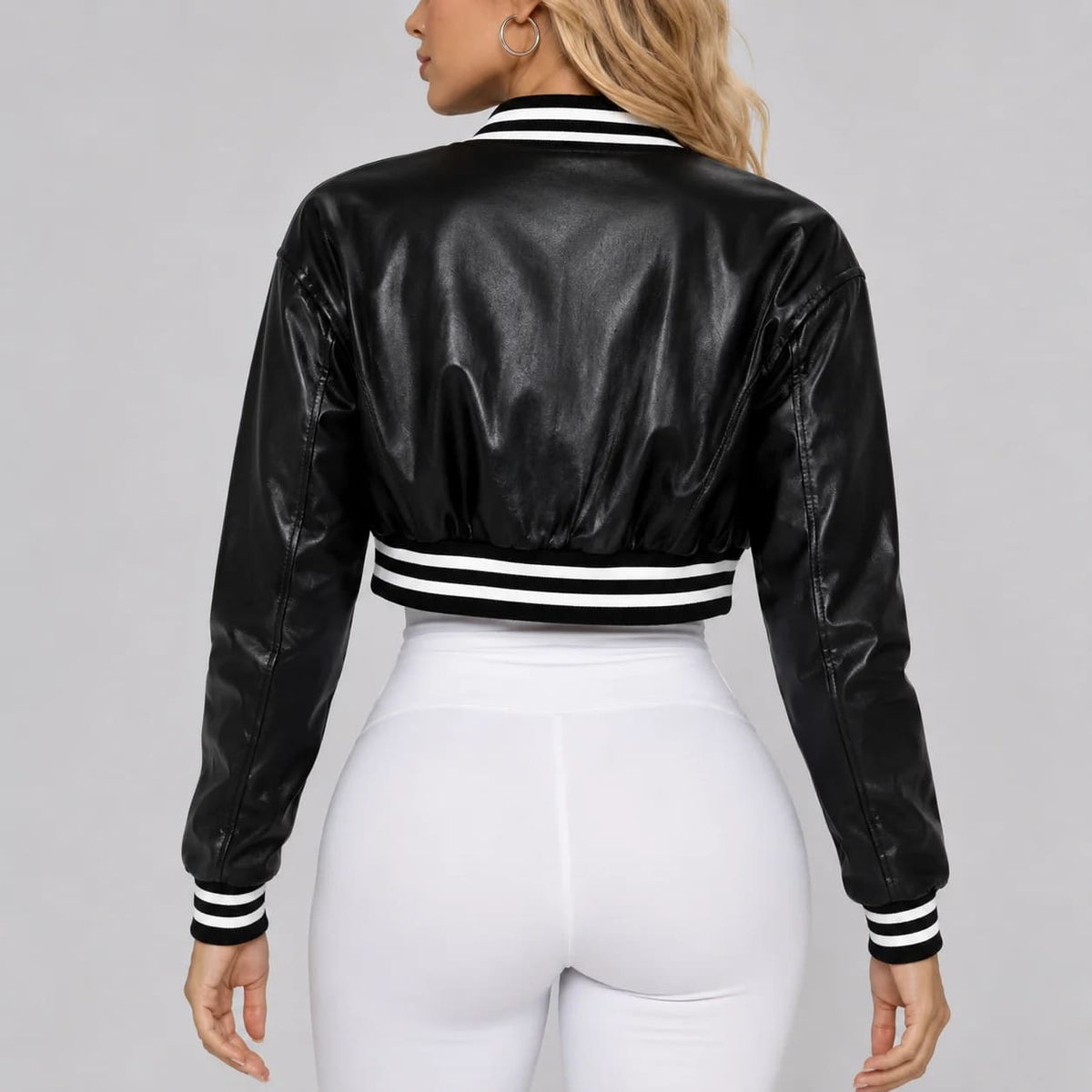 Hollywood Jackets Adele Women’s Black Leather Varsity Jacket