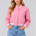 Hollywood Jackets Adele Women’s Light Pink Leather Varsity Jacket