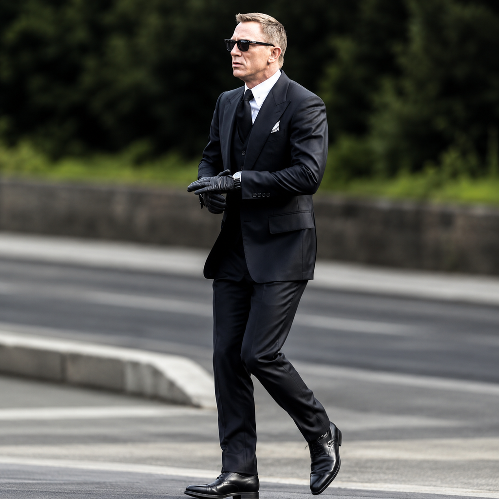 Daniel Craig Men’s Black Classic 3 Piece Suit