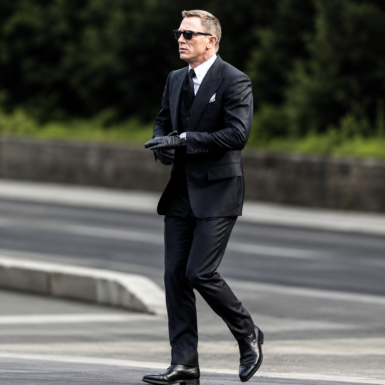 Daniel Craig Men’s Black Classic 3 Piece Suit