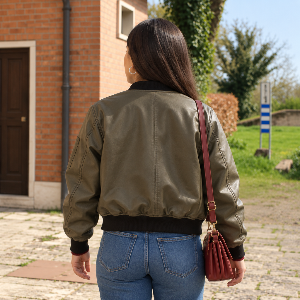 Hollywood Jackets Maia Reficco La Dolce Villa Leather Bomber Jacket