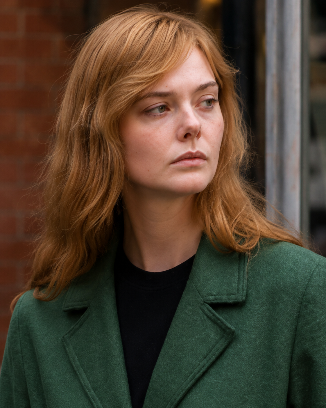 Hollywood Jacket A Complete Unknown 2024 Elle Fanning Green Wool Coat