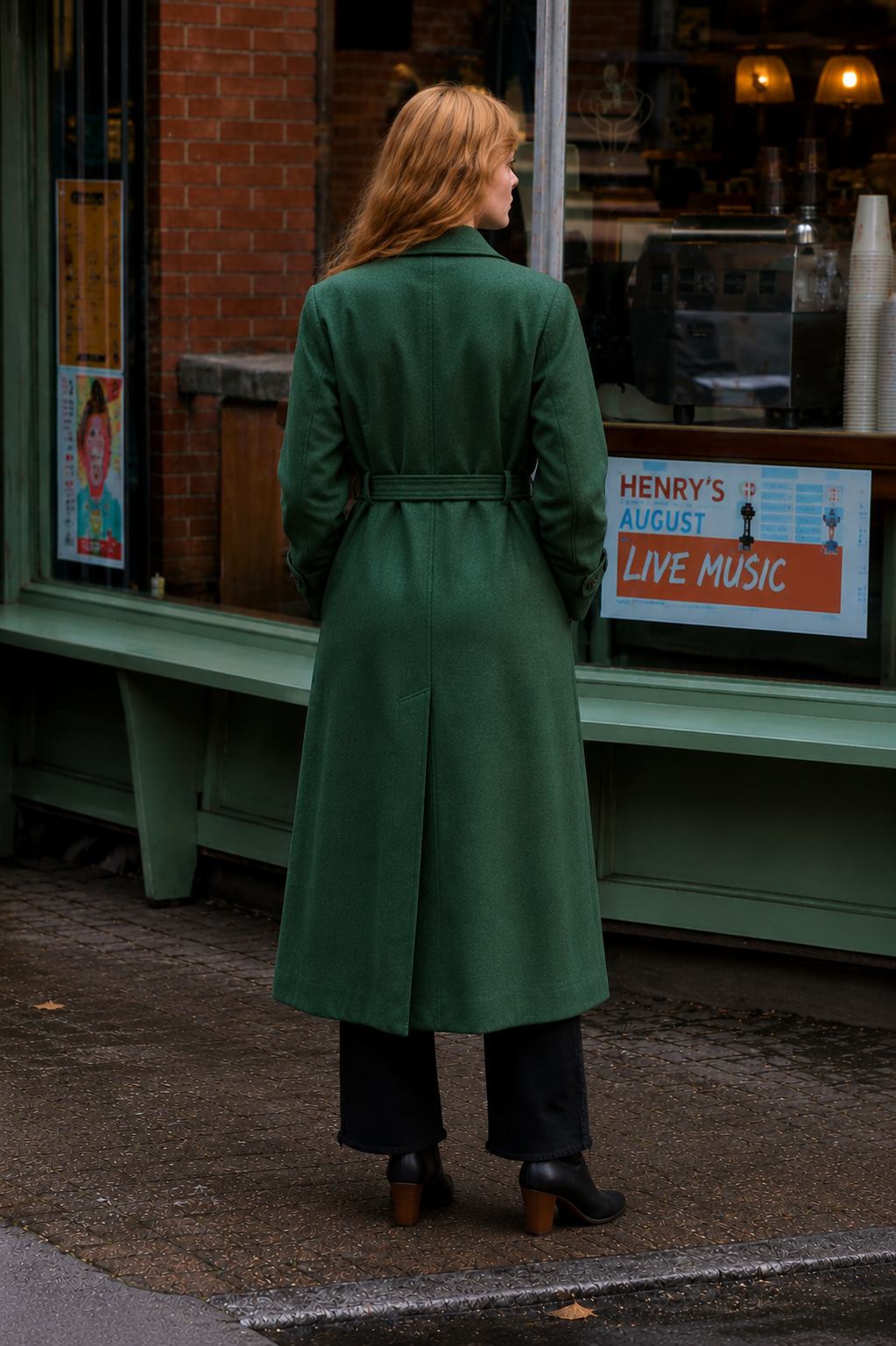 Hollywood Jacket A Complete Unknown 2024 Elle Fanning Green Wool Coat