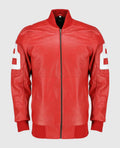 Hollywood Jacket Dizller 8 Ball Pool Red & Black Letterman Bomber Leather Jacket