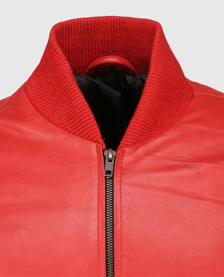 Hollywood Jacket Dizller 8 Ball Pool Red & Black Letterman Bomber Leather Jacket