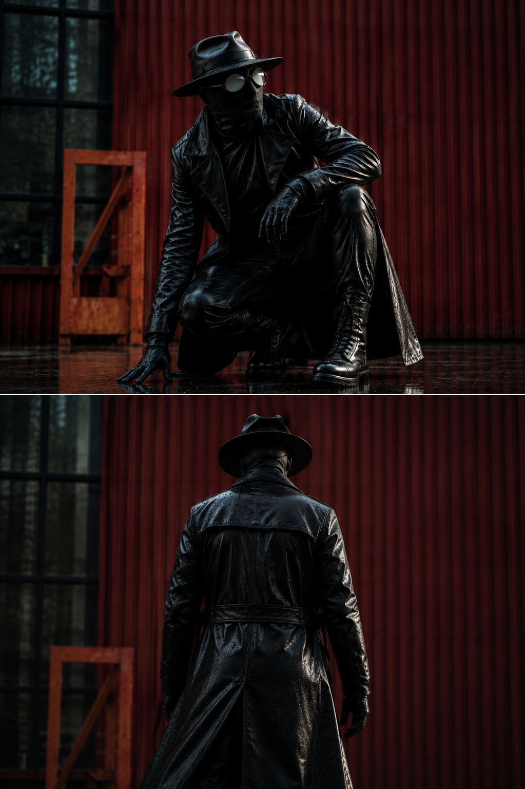 Spider Noir Leather Coat – Men’s Premium Black Trench Style Coat
