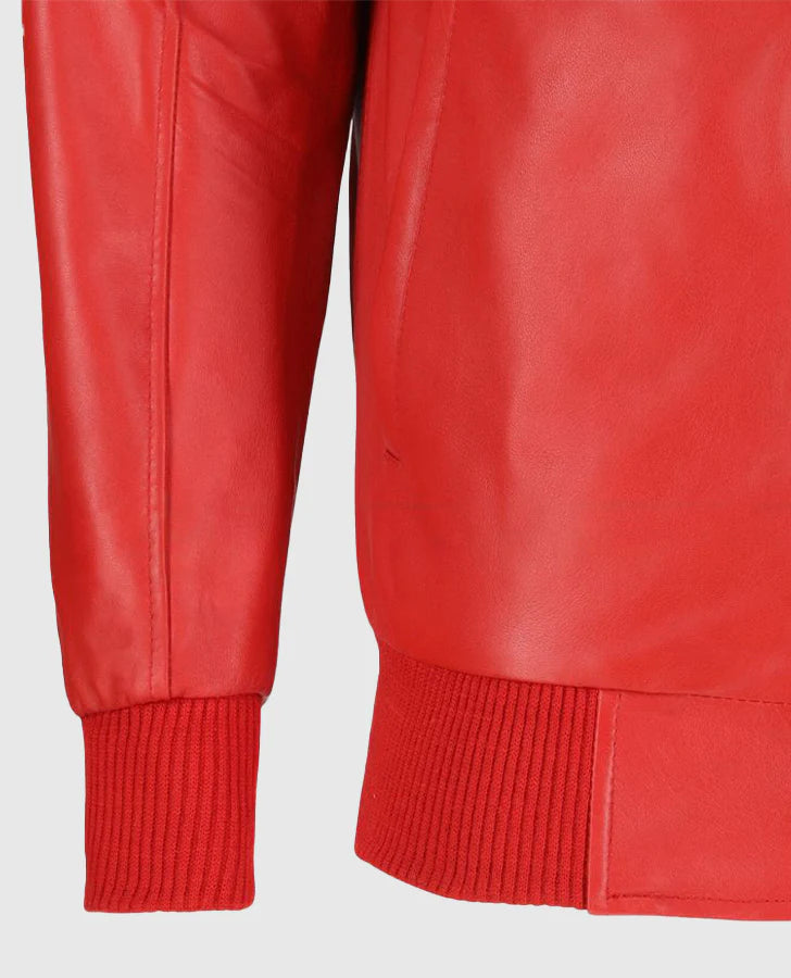 Hollywood Jacket Dizller 8 Ball Pool Red & Black Letterman Bomber Leather Jacket