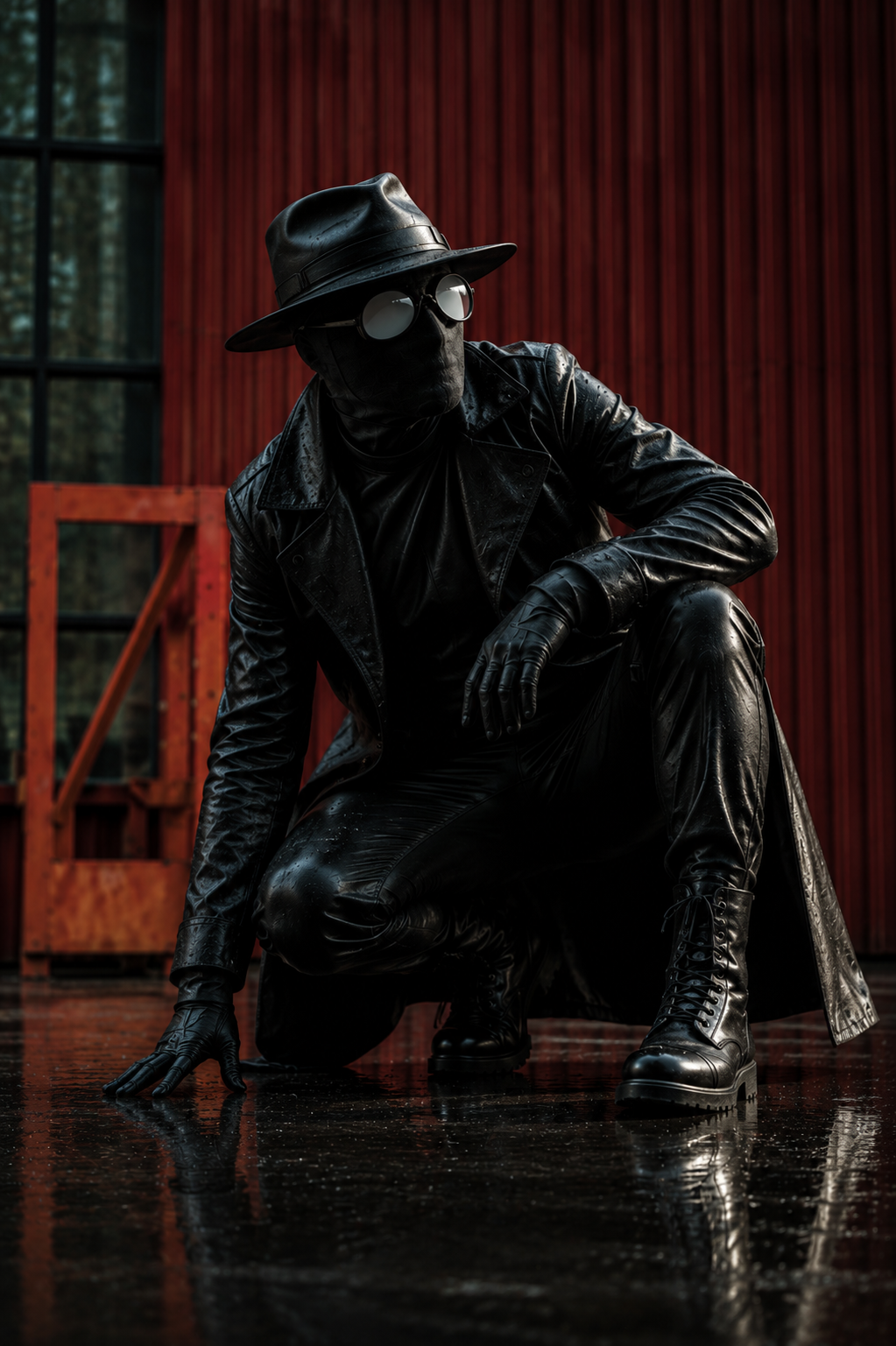 Spider Noir Leather Coat – Men’s Premium Black Trench Style Coat