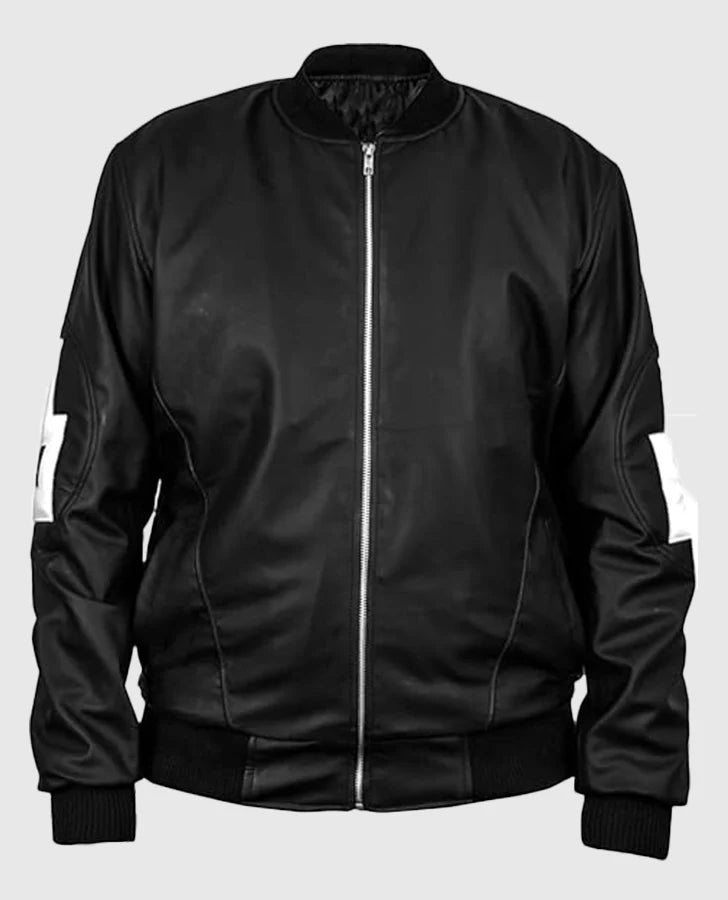 Hollywood Jacket Dizller 8 Ball Pool Red & Black Letterman Bomber Leather Jacket