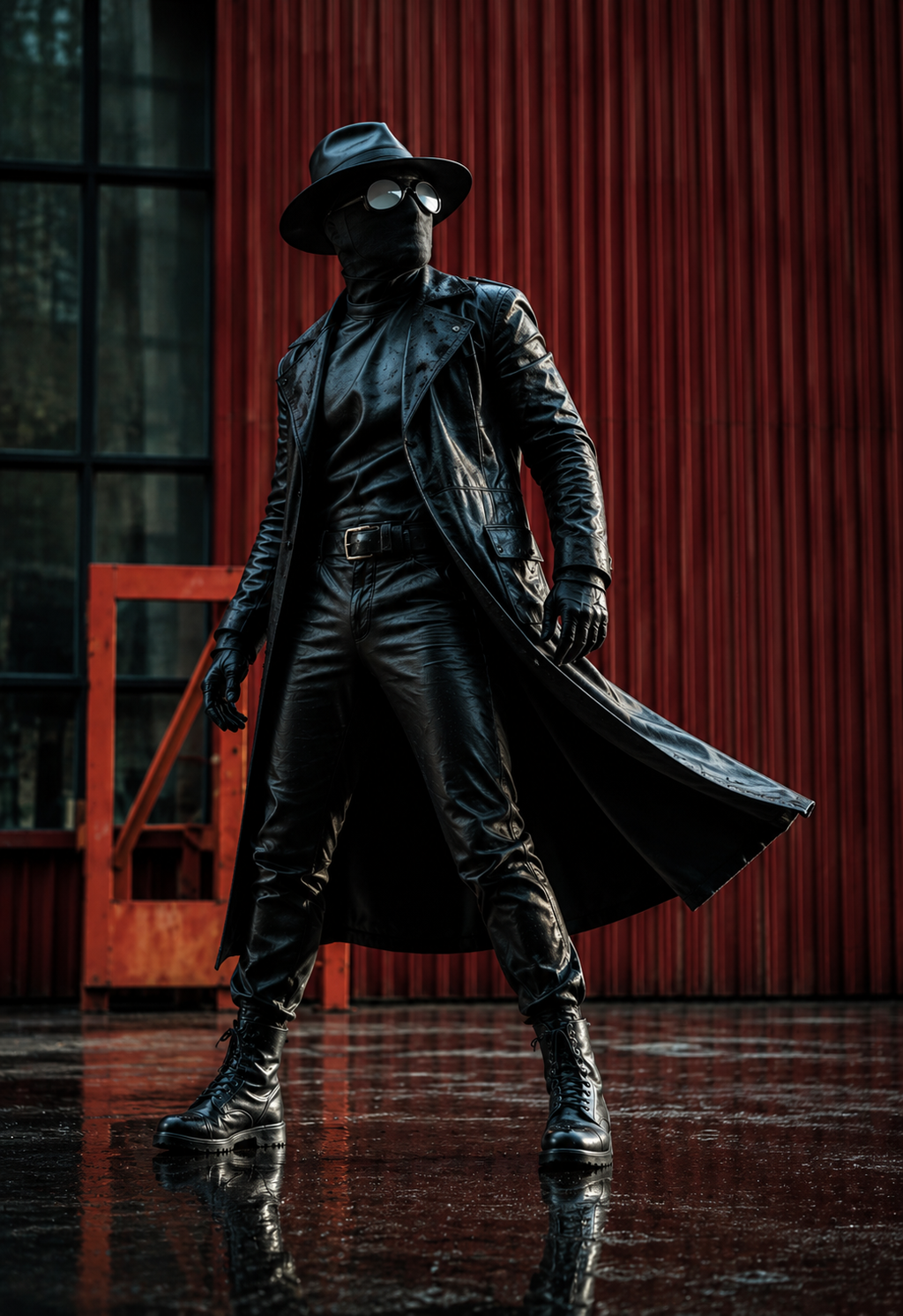 Spider Noir Leather Coat – Men’s Premium Black Trench Style Coat