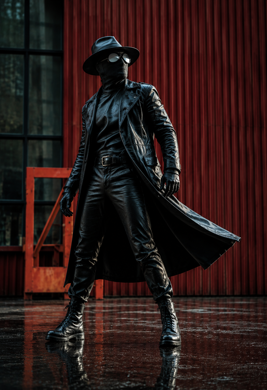 Spider Noir Leather Coat – Men’s Premium Black Trench Style Coat
