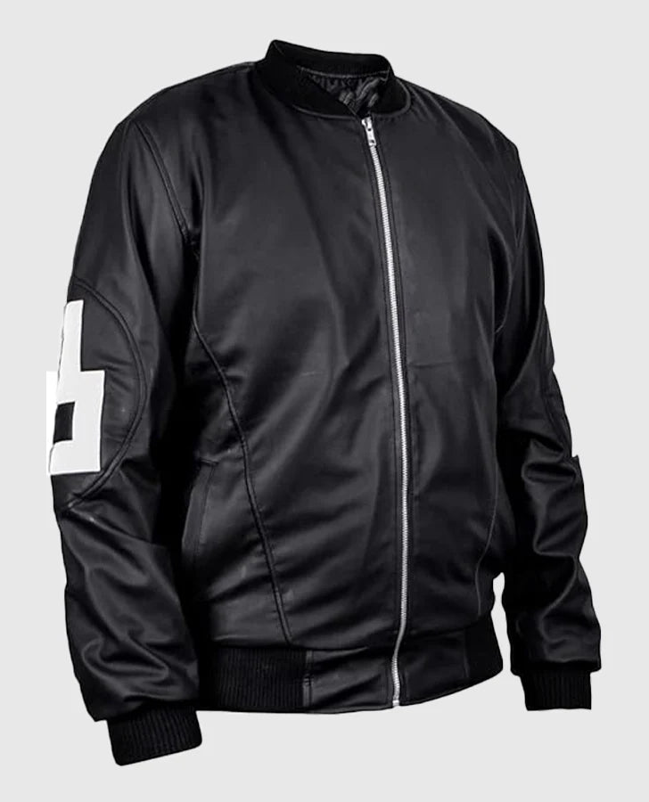 Hollywood Jacket Dizller 8 Ball Pool Red & Black Letterman Bomber Leather Jacket