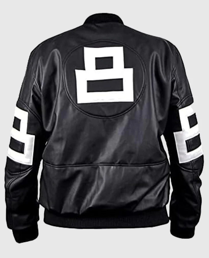Hollywood Jacket Dizller 8 Ball Pool Red & Black Letterman Bomber Leather Jacket