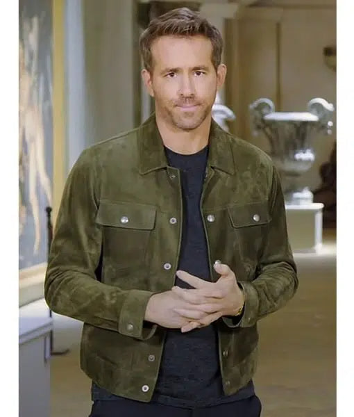 Hollywood Jacket Ryan Reynolds Red Notice Green Suede Jacket