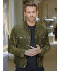 Hollywood Jacket Ryan Reynolds Red Notice Green Suede Jacket
