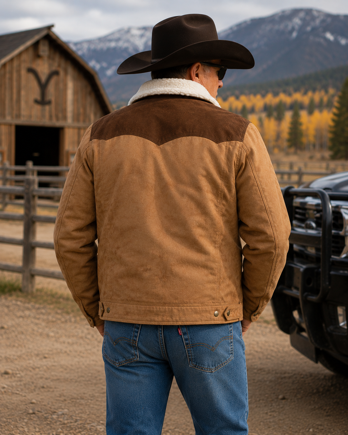 Western Shearling Cowboy Leather Jacket