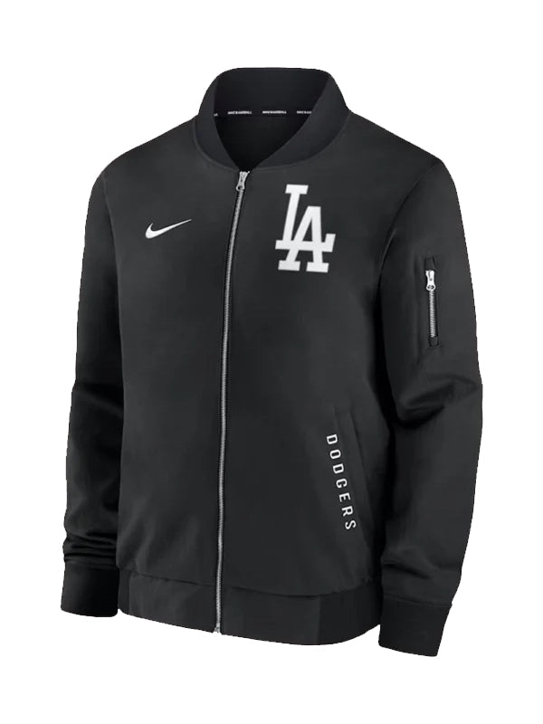 LA Dodgers Dugout Black Bomber Jacket | Men’s Varsity Baseball Jacket