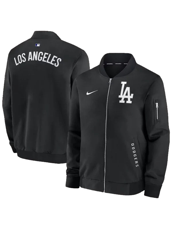 LA Dodgers Dugout Black Bomber Jacket | Men’s Varsity Baseball Jacket
