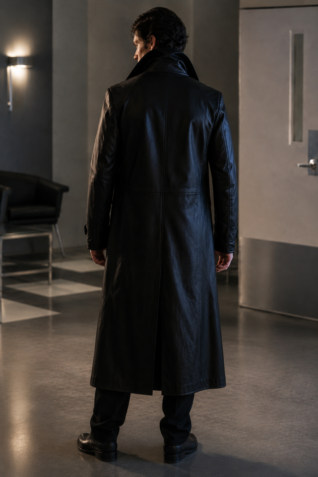 Smallville Season 9 Black Leather Trench Coat