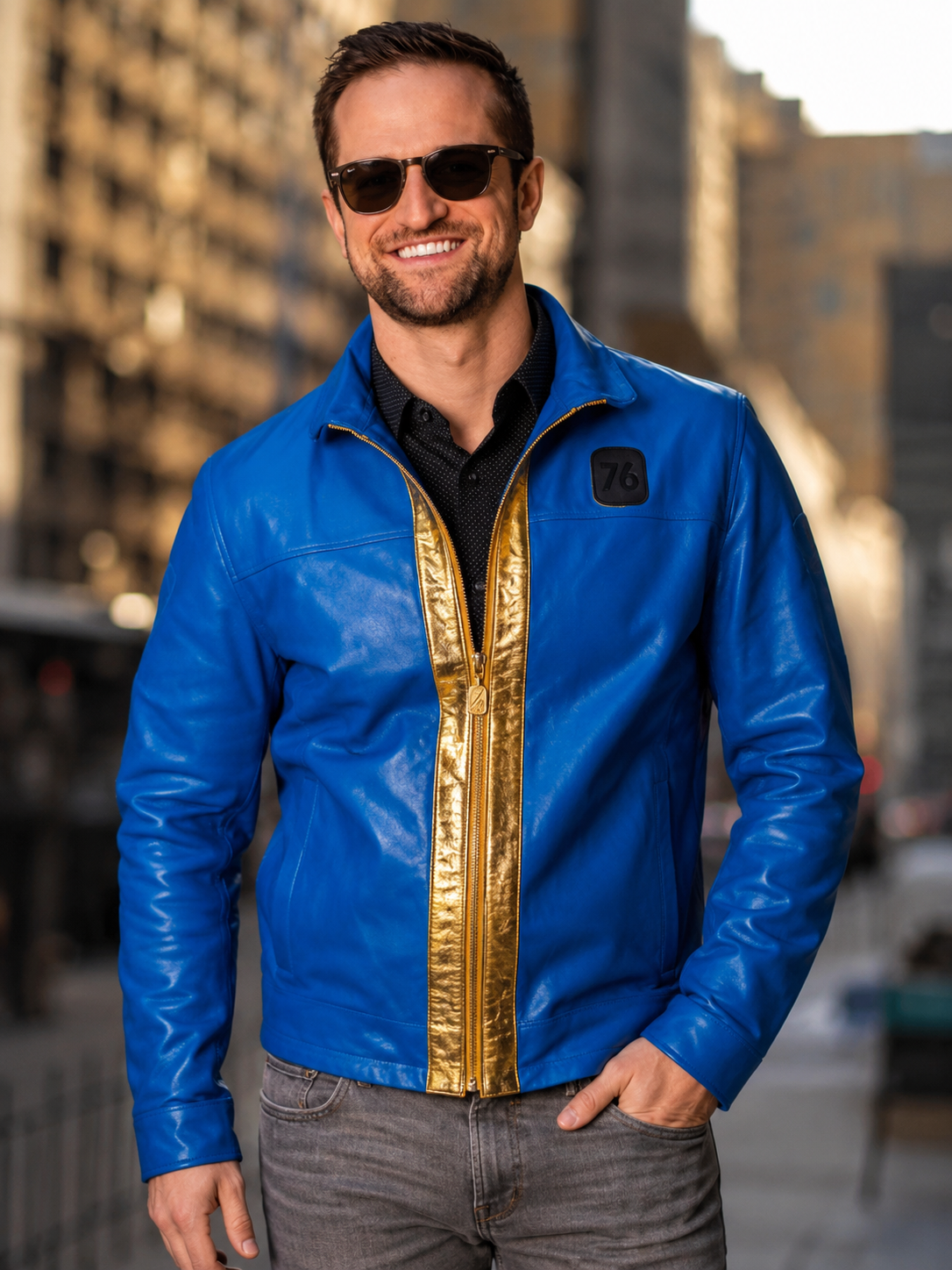 Fallout Vault 76 Blue Leather Jacket