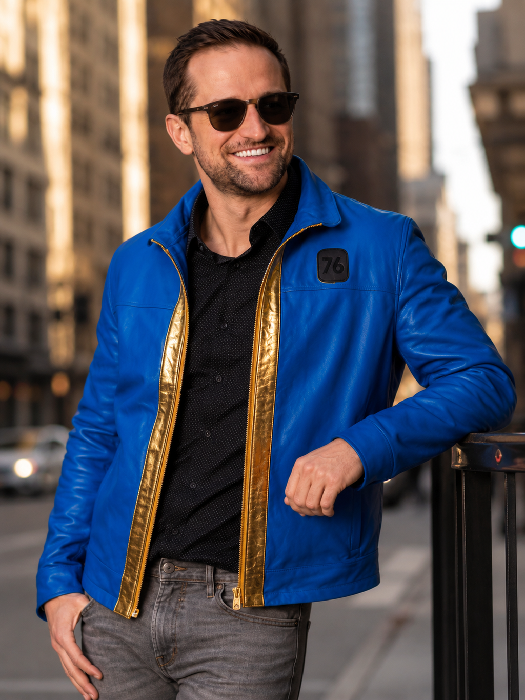 Fallout Vault 76 Blue Leather Jacket