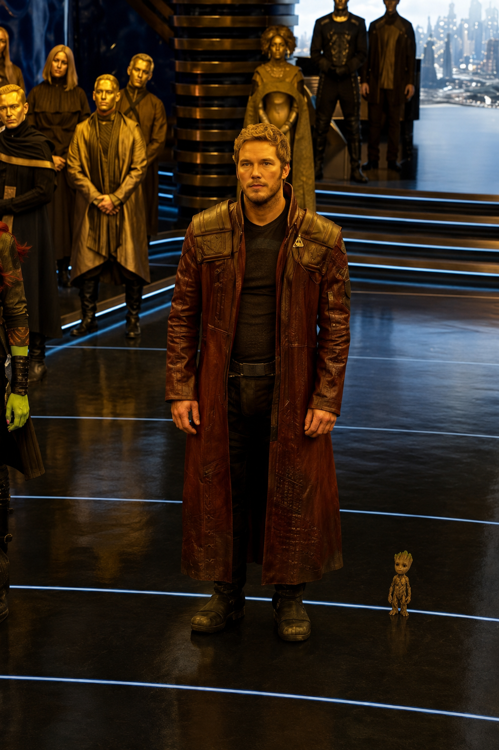 Hollywood Jackets Guardians of the Galaxy Star-Lord Brown Leather Trench Coat