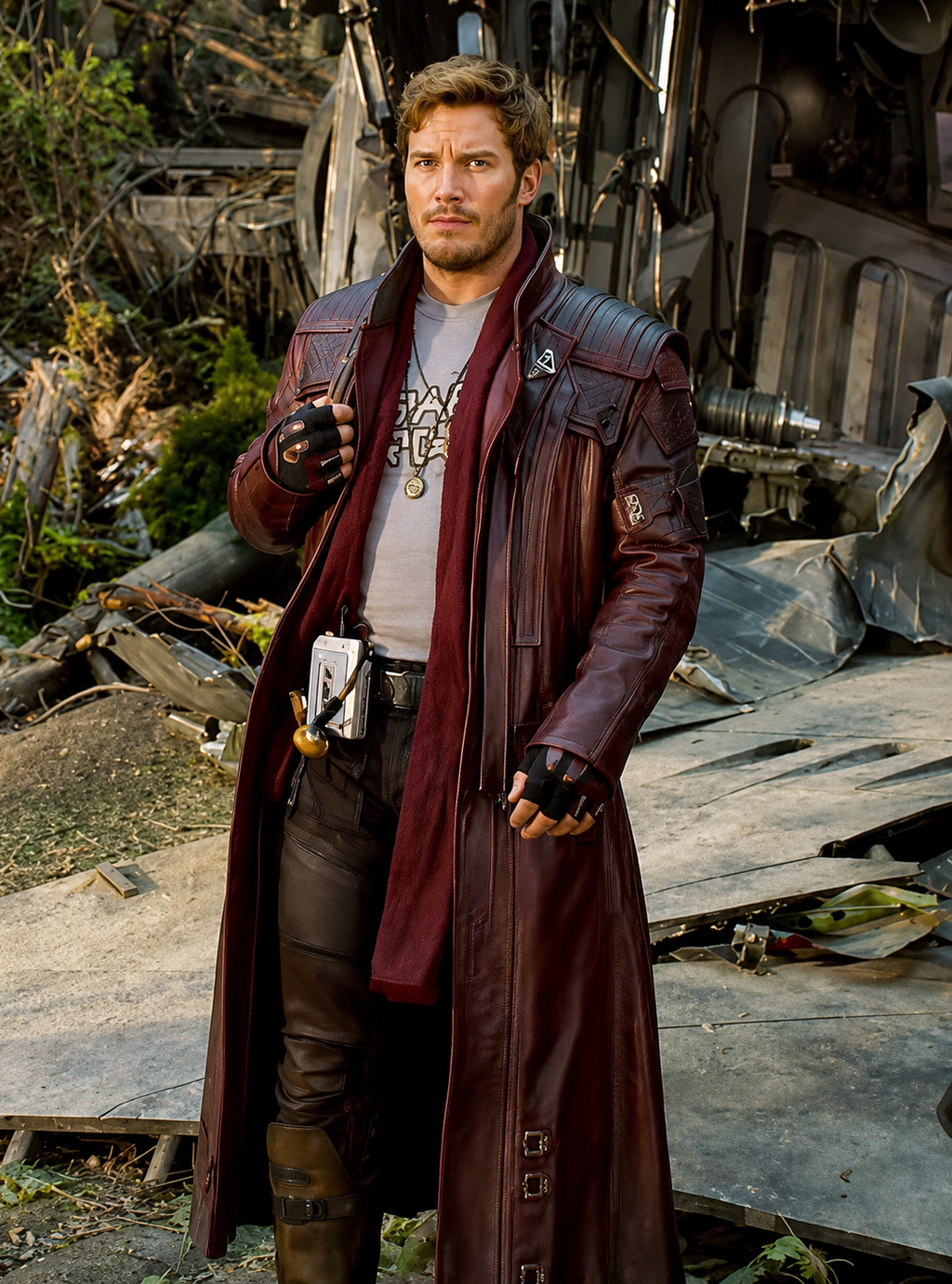 Hollywood Jackets Guardians of the Galaxy Star-Lord Brown Leather Trench Coat